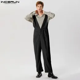 Incerun American Style Mens Sıradan Katı Allmatch Tasarım Kayışı Pantolon Moda Sokak Giysesi Seyir Sexy Tulumlar S5XL 240228