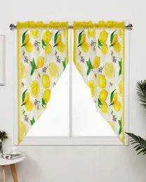 Curtain Fruit Lemon Yellow Pastoral Style Window Treatments Curtains For Living Room Bedroom Home Decor Triangular