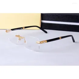 Solglasögon ramar lyx varumärke Rimless Glasses ram män bred ansikte hög kvalitet myopia recept glasögon optiska glasögon mb474