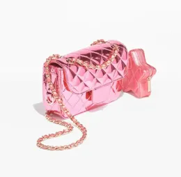 2024 Novo designer 24c Mini -glap saco de bolsa estrela moeda espelho espelho calfskin bezerro metálico calfskin rosa lasca de ouro metal crossbody ombro de luxo da mulher