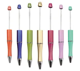 Ballpoint Pens 20pc koralika DIY Niestandardowe pióro Plastikowe dar urzędu szkolne biuro Pisanie materiałów papierniczy ślub 2301307153654