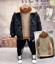 New Kids Tracksuit Baby Boys Clothing Sets Winter Casual Sweater Jacket Thick Pants 3pcs 2 3 4 5 6 Years Boys Suits High Quality14704835