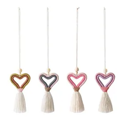 Juchiva Valentine's Day Hand Woven Car Party Favor Diy Tassel Heart Shaped Pendant Hushållens dekoration Tillhandahållande JJ 3.3