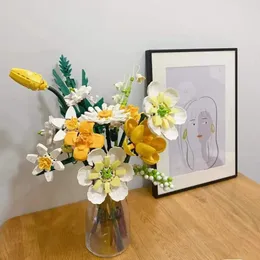 Baustein-Blumenstrauß, kompatibel mit Lego, kleine Partikel, DIY, Blumendekoration, Arrangement, Heimdekoration, 240301