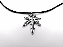 Pendant Necklaces 10PCS European American Canada Jamaica Necklace African Plants Tree Foliage Leaves Leather Rope