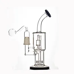 1pcs Dab Rig Bong Hookahs Double Layer Filtration Matrix Perc Beaker Water Bong with Smoking Bowl 30mm Glass Oil Burner Pipe