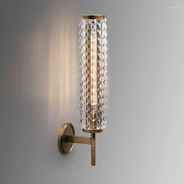 Wall Lamp Simple Post-modern Copper Luxury Crystal Living Room Bedroom Bedside Lamps Aisle Porch Lighting