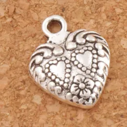 Çift noktalar kalpler cazibe boncuk kolye 200pcs çok antik gümüş 11 3x15 1mm moda mücevher diy L907248b