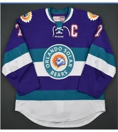 Хорошая работа Мужчины Молодежь Женщины Винтаж ECHL Orlando Solar Bears 27 Эрик Фай 29 Дэвид Белл 3 Карл Нильсен Винтажная хоккейная майка Размер S1172335