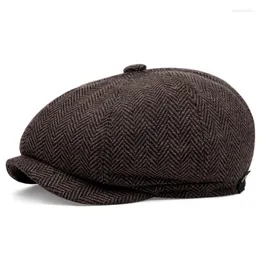 Berets men beret w paski w paski swobodne mody sboy sboy hat na świeżym powietrzu stały kolor tato cap artystyczny dorosły jesień-zimowy ośmiokąt