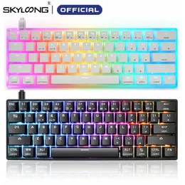 Skyloong GK61 Mechaniczna klawiatura 60% SK61 SWAPTABLE SWAPPABLE RGB Mini Bluetooth Wireless Keyboard dla graczy Gaming Desktop 240229