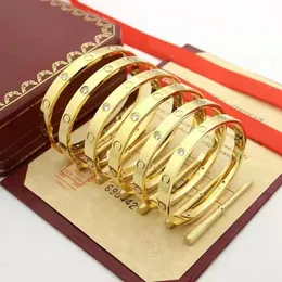 Gold Silver 4 Rhinestone Titanium Armband Bangle Minimalist Armband Designer för kvinnors presentdesigner smycken gratis porto.