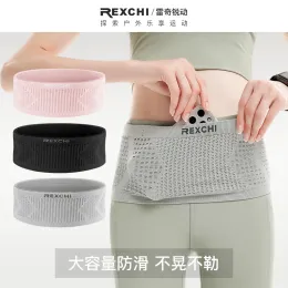 Equipment REXCHI Running Waistpack largecapacity highelasticity Unisex running belt bag multifunctional knitted mesh breathable