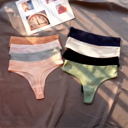 3 Stück nahtloser Damen-Tanga aus gerippter Baumwolle, einfacher Damen-Bikini-Slip mit niedriger Taille, Sport-Mädchen-Unterwäsche in Übergröße