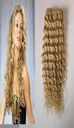 613 Kinky Curly Clip In Human Hair Extensions Бразильские волосы Remy 100, 8 шт. в комплекте 613 Светлые девственные волосы 100gSet1039477