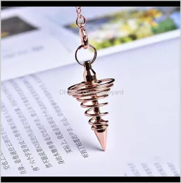 Hängen 1pc Metal Amulet Spiral Cone Antique Copper Gold Sier Colored Clock för Pyramid Pendulum Aura Qyltsi Syiq7 J4AEH8505628