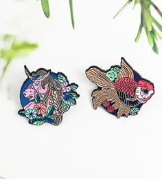 Cartoon Whale Horse Unicorn Braid Graffiti Emalj Brosch Cute Animal Auspicious Fish Daffodil Flower Plant Badge Jewelry5409287