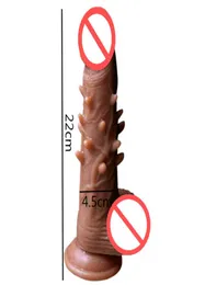 Miękkie silikonowe kolczaste realistyczne duże dildo z ssącą miseczka sztuczna duża penis żeńska masturbacja zabawki seksualne dla kobiet1127162