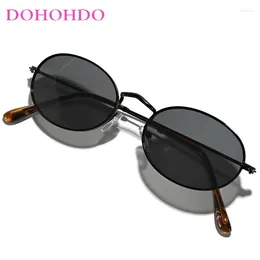 Sunglasses DOHOHDO Fashion Retro Classic Oval Metal Frame For Women Men Yellow Black Shades UV400 Male Trending Sun Glasses