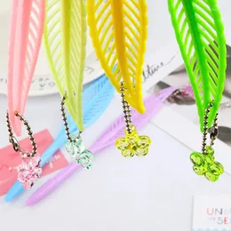 Pcs Cartoon Creative Openwork Leaves Feather Pendant Gel Pen Student Writing Office Stationery Supplies Wholesale