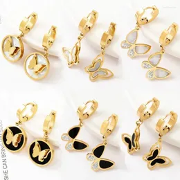 Dangle Earrings Vintage Sense Of Advanced Staniless Steel Butterfly Earring For Women Trend Ear Buckle Waterproof Fashion Jewelery Gift