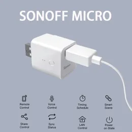 Kontroll Sonoff Micro Mini WiFi USB Power USB Adapter 5V Smart Home Remote Conotrol Switch via Ewelink App Google Home Alexa Voice