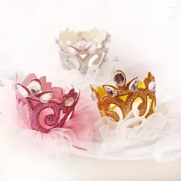 Hair Accessories Boutique 15pcs Fashion Cute Glitter 3D Tiaras Hairpins Solid Gemstone Crown Lace Floral Clips Princess