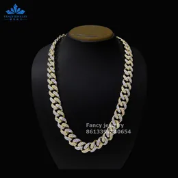 Fine Jewelry Hip Hop Gold Plated Sterling Sier VVS Moissanite Diamond Iced Out Miami Cuban Link Chain Necklace For Men