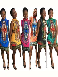 伝統的なアフリカの花柄のドレス女性サマーレディカジュアルペンシルドレス女性039Sセクシーな半袖パーティードレス6038854