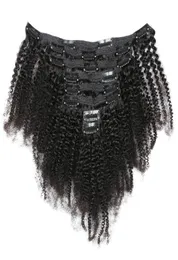 Virgem brasileiro cabelo humano afro kinky encaracolado clipe em extensões de cabelo 820 Polegada cor natural para preto women1223978