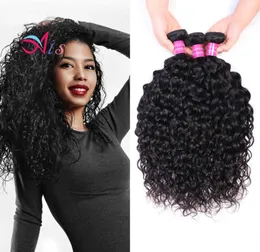 Brazylijska Virgin Human Hair Water Wave 3 Bundles Natural 1b Kolor Indian Peruvian Malezjan Hair Extensions Wevves2464045