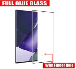 Fingerhål fullt limtempererat glasskärmskydd för Samsung Galaxy S22 Ultra S21 S20 S10 Note10 S8 S9 Plus Note8 Note9 S7edg6099924