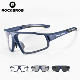 Rockbros Pochromic Cycling Glasses Bike Bicycle Sports Menses de sol Mtb Road Eyewear Protection Goggles 240228