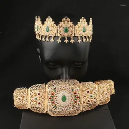 Colar brincos conjunto de jóias de luxo feminino cinto marroquino robe vestido corpo corrente cabeça de cabelo nupcial casamento atacado designer