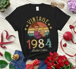 T-shirt Vintage 1984 Limited Edition Retro Womens TShirt Funny 38th Birthday O Neck Shirt Fashion Print Casual Short Sleeve Female Tops