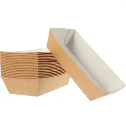 Disposable Dinnerware 100 Pcs Boxes Treats Holding Boats Microwavable Paper Case Carton Snacks Frying Chicken Holders Container Kraft