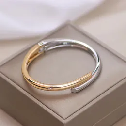 Moda simples jóias geometria redonda metal aberto pulseiras punk cor de ouro pulseira manguito para mulheres meninas presente 240228