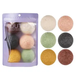 6 PCSSET Natural Konjac Cosmetic Puff Губка для мытья лица Очищающая отшелушивающая губка Очищающая губка Puff Инструменты для макияжа1963190