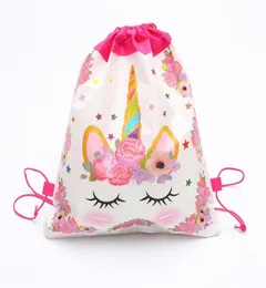 Crianças unicórnio dinossauros saco de cordão dos desenhos animados mochila sacos de armazenamento crianças ao ar livre casual girl039s mochila drawstring8581758