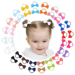 Hair Accessories 40pcs/lot Baby Girls Kids Bows Ties Boutique Elastic Rubber Ribbon Band Born Toddlers Infants Children Headwear