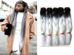 Xpression Braiding Hair Extensions Jumbo flätor hår 24 tum 100 gpc svart vit 1B60 Två ton ombre flätningslåda syntetiskt hår 8885771