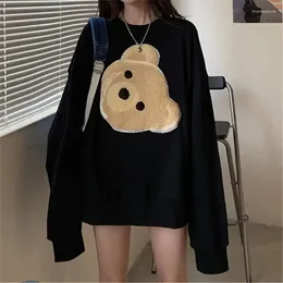 Kvinnors hoodies koreanska mode lösa hajuku älskling rund hals långärmad tryck tröja hoodie kläder för kvinnor 2024 hösten kawaii