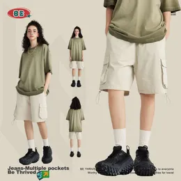 Erkek Giyim Olun | 2024 İlkbahar/Yaz Dağ Tarzı Su Yıkama İş Giysisi Çoklu Bag Dokuma Şortları Ayarlanabilir Kayış Günlük Bölünmüş Pantolon