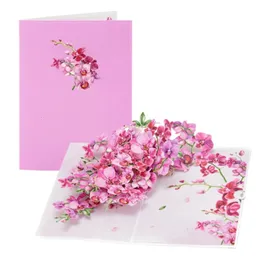 Cymbidium Orchids wyskakujący kartka pozdrowienia z kopertami Kwiaty pocztówki kwiatowe karty urodzinowe walentynki Prezenty kreatywne dekoracje domu 240301
