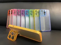 com suporte colorido transparente híbrido capa dura PC + TPU + capas de metal pc capa dura transprant capa traseira para iphone 13 pro max 12 11