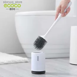 Cleaning Brushes ECOCO Toilet Brush Cleaning Tool Brush Bathroom Accessories Quick Drain Wall-mounted or Tloor-mounted Cleaning BrushL240304