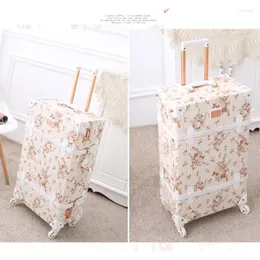 Resväskor reser berättelser kvinnor 20 "24" 26 "bagage retro spinnare resväska blommor koffers vagnar för resa
