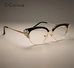 CCSPACE GORGEOUS Ladies Cat Eye Shiny Strass Montature per occhiali per donna Brand Designer Eyewear Occhiali da vista ottici 451206817133