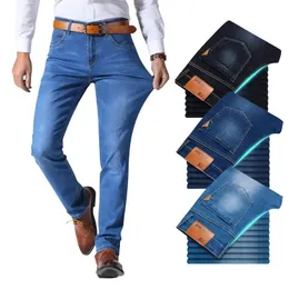 Brat Wang Classic Style Men Brands Business Casual Stretch Slim Denim Pants jasnoniebieskie czarne spodnie Mężczyzna 240227