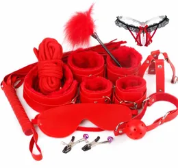 11-teiliges Set, erotisches Spielzeug für Erwachsene, Hände, Nippelklemmen, WhipGag oder BdsmSex-Maske, Perlenhöschen, Kragen, Bdsm-Bondage-Spiel S197069539972